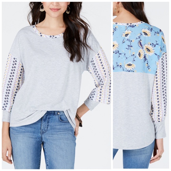 RD Style Tops - Style & Co Floral Mixed Print Long Sleeve Top Size Large